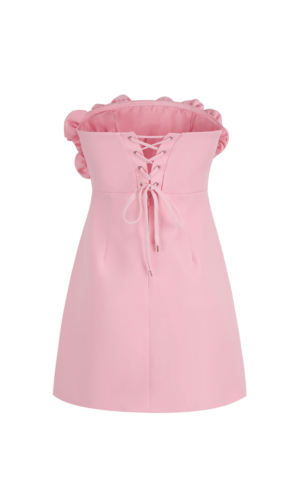 PINK ROSE FLORAL STRAPLESS MINI DRESS