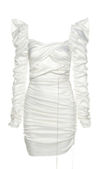 WHITE CUT OUT STAIN DRESS