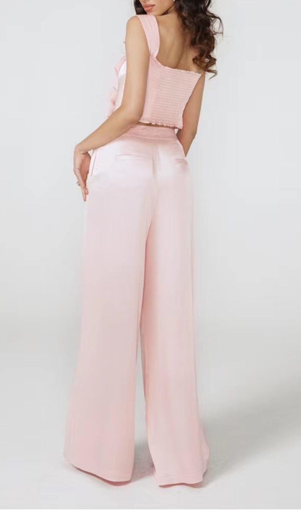 BOW-EMBELLISHED TWO-PIECE SUIT IN PINK