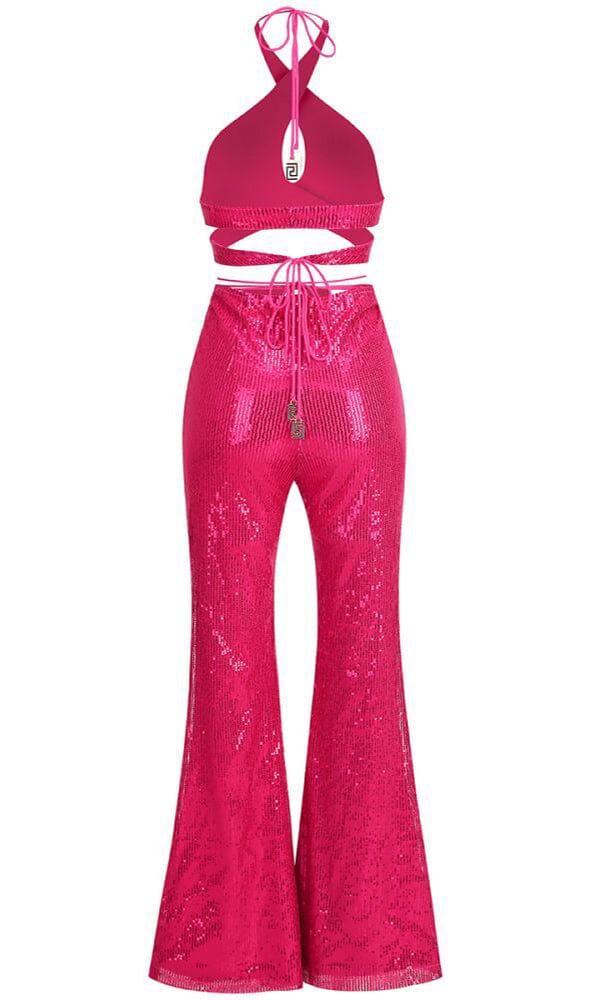 SEQUIN HOLLOW OUT SUIT IN PINK