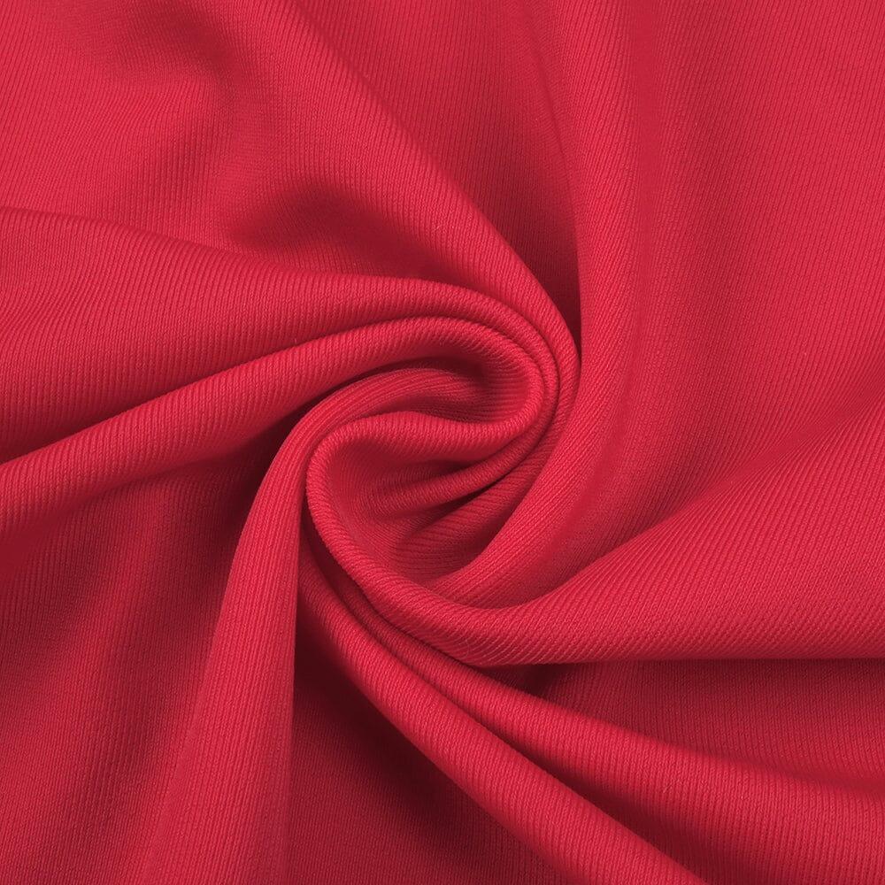 RED V-NECK LONG-SLEEVE SPLIT DRESS