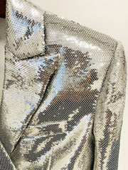 SEQUIN SHORT TWO PIECES SUIT IN SLIVER