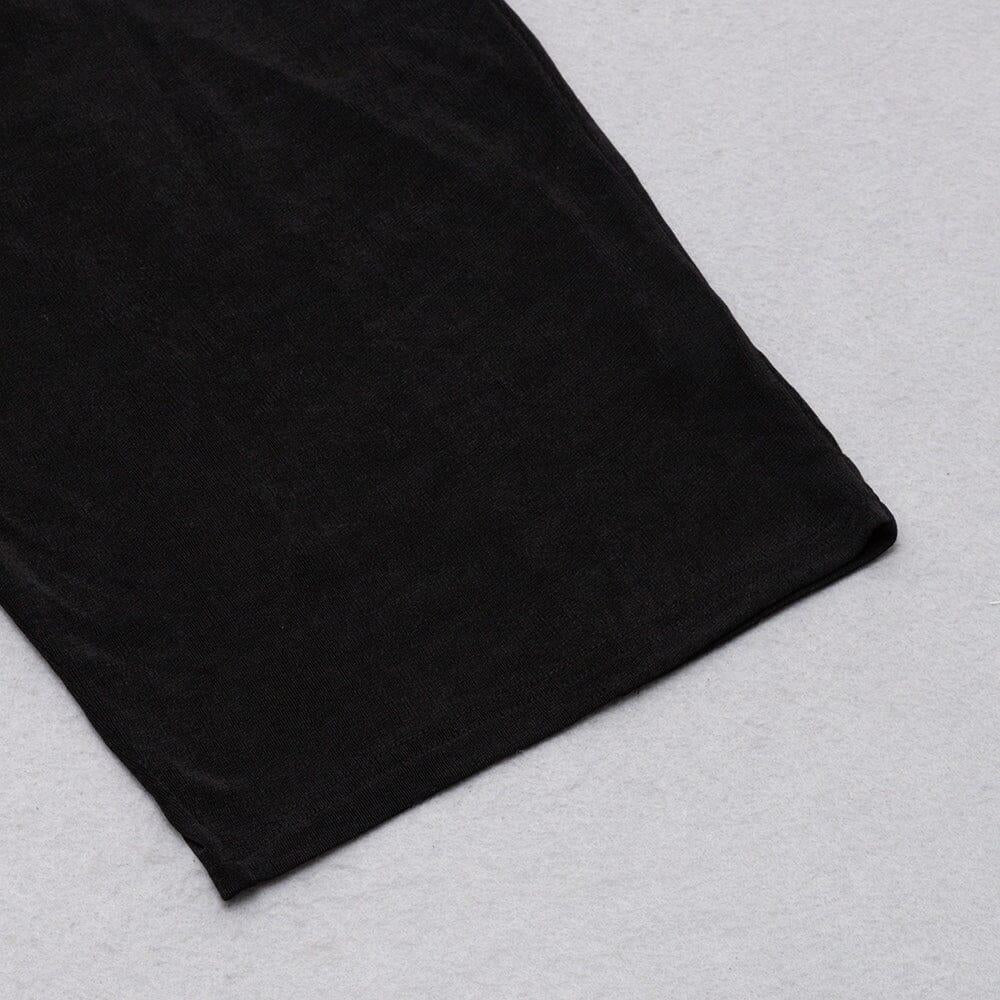 BLACK LEAKY SHOULDER CROSS-LACE-UP SLIM-FIT DRESS