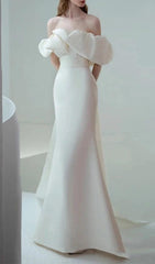 IRREGULAR NECKLINE RIBBON MAXI DRESS IN WHITE