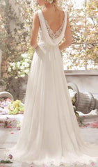 LACE CHIFFON FLOOR-LENGTH DRESS IN WHITE